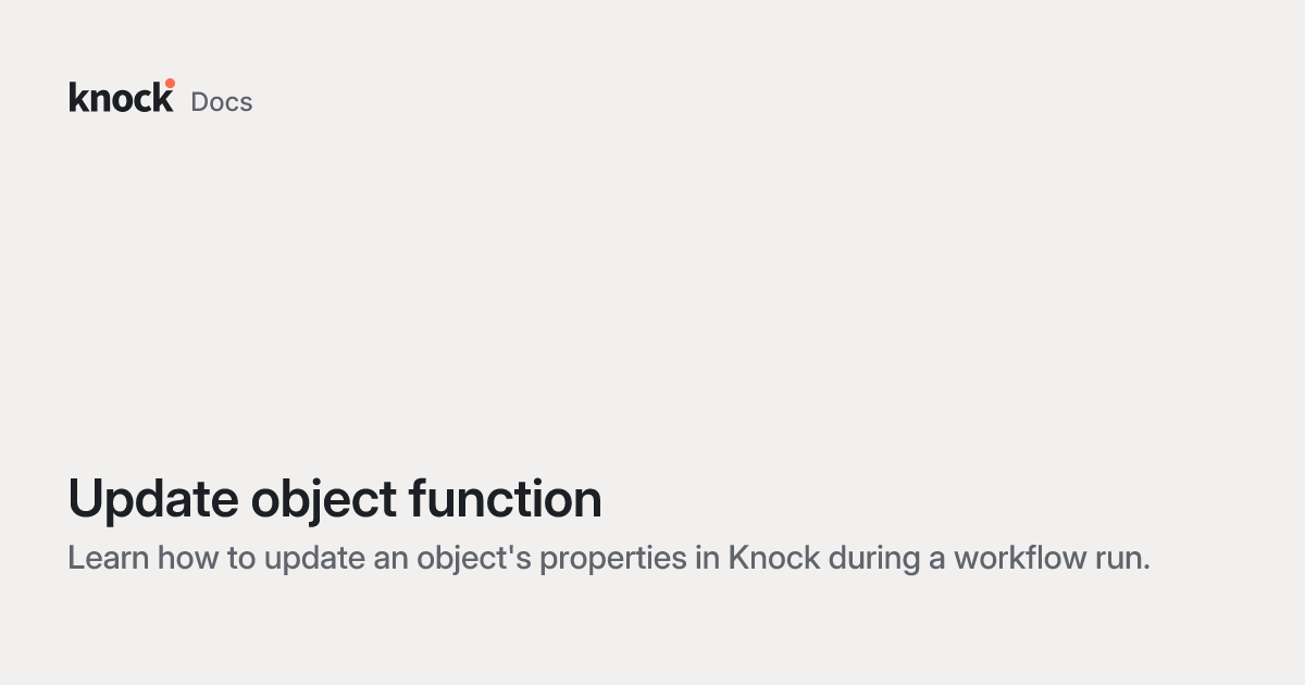 Update object function | Knock Docs